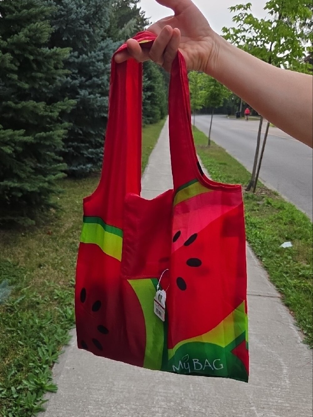 Red Watermelon Print Foldable Tote Bag - Picture 2 of 9